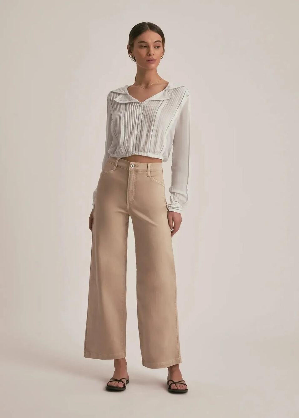 Favorite Daughter THE MISCHA SUPER HIGH RISE WIDE LEG ANKLE French Oak Size 27